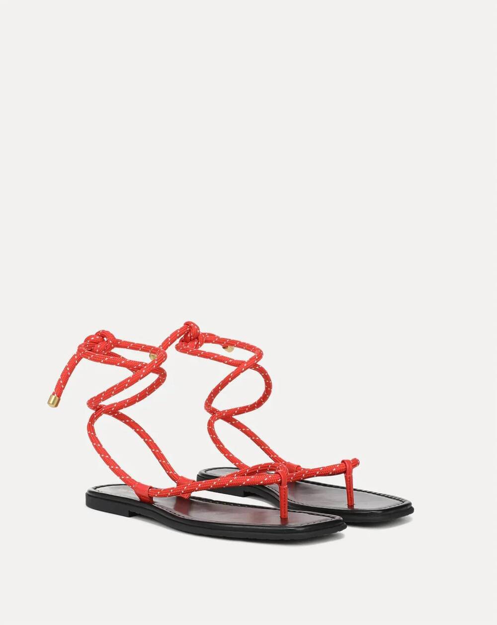 NEW VERONICA BEARD women's carmina cord wrap sandals in flame red